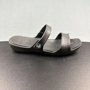 Crocs Sandals Womens 7 Black Coretta Double Strap Casual Shoes Beach Everyday